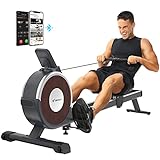 Merach Rowing Machine, Magnetic Rower Machine for Home, 16 Levels of Quiet Resistance, Dual Slide Rail with Max 350lb Weight Capacity, App Compatible with LCD Monitor, Q1S