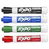 EXPO 80074 Low-Odor Dry Erase Markers, Chisel Tip, Assorted Colors, 4-Count