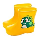 JEUROT Rain Boots for Boys Girls Waterproof Rain Boot Outdoor Boots for Boys and Girls Easy-On Light Weight Short Rain Shoes Kids Glitter Rainboots(Yellow, 8 Infant)