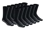 Dickies Men's Dri-tech Moisture Control Crew Socks Multipack, Black (12 Pairs), Shoe Size: 6-12