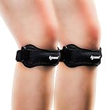 IPOW 2 Pack Knee Pain Relief & Patella Stabilizer Knee Strap Brace Support for Hiking, Soccer, Basketball, Running, Jumpers Knee, Tennis, Tendonitis, Volleyball & Squats, Black