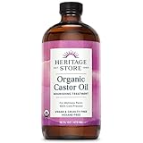 HERITAGE STORE Organic Castor Oil, Glass Bottle, Cold Pressed, Rich Hydration for Hair & Skin, Bold Lashes & Brows 16oz