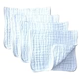 Synrroe Muslin Burp Cloths 4 Pack Large 20' by 10' 100% Cotton 6 Layers Extra Absorbent and Soft