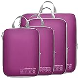 Compression Packing Cubes, Cambond 4 Pack Packing Cubes for Travel Luggage Organizers Compression Cubes (Purple)