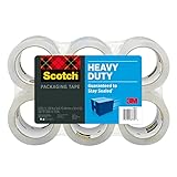 Scotch Heavy Duty Packaging Tape, 1.88' x 54.6 yd, Designed for Packing, Shipping and Mailing, Strong Seal on All Box Types, 3' Core, Clear, 6 Rolls (3850-6)