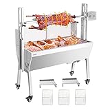 Rotisserie Grill Roaster Stainless Steel BBQ Lamb Suckling Pig Charcoal Spit Roaster Grill with 132LBS Load 25W Electric Motor Wind Baffle for Outdoor Camping Patio Island Backyard