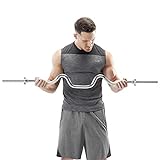 Marcy Triceps and Biceps Combo Curl Bar for 1-inch Weight Plates Weightlifting Strength Training Accessory for Home Gym TBC-51
