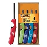 BIC Multi-purpose Classic Edition Candle Lighters, Long Durable Metal Wand, Great For Candles, Grills and Fireplaces, Assorted Colors, 4-Count