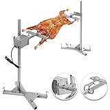 4YANG 51' Electric BBQ Rotisserie Grill Kit, 15W Automatic Rotisserie Motor and 5 Gears Height Adjustable Outdoor Stainless Steel Rotisserie Kit for 30 KG Pig, Hog Lamb, Turkey
