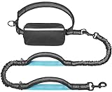iYoShop Hands Free Dog Leash with Zipper Pouch, Dual Padded Handles and Durable Bungee for Walking, Jogging and Running Your Dog (Large, 25-120 lbs, Black)