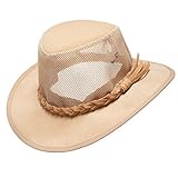 Mesh Sun Hat for Men Golf Soaker Hats Summer Beach Safari Wide Brim Fishing Cap Outdoor（Natural，Large）
