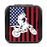 Dirt Bike Motocross Supercross USA Flag 12 Game Card Case for Switch Portable Hard Shell Protective Game Card Holder Box