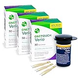OneTouch Verio Test Strips for Diabetes Value Pack - 90 Count | Diabetic Test Strips for Blood Sugar Monitor | at Home Self Glucose Testing | 3 Packs, 30 Test Strips Per Pack