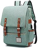 UGRACE Vintage Laptop Backpack with USB Charging Port, Elegant Water Resistant Travelling Backpack Casual Daypacks College Shoulder Bag for Men Women, Fits up to 15.6Inch Laptop in Green