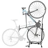 CyclingDeal Upright Bike Stand - Premium Quality Vertical & Horizontal Adjustable Bicycle Floor Parking Rack - Safe & Secure for Storing MTB Road Bikes in Garage or Home - for Wheels Sizes up to 29”