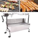 Ridgeyard Lamb Pig Goat Charcoal Barbeque Grill Roaster Spit Rotisserie Hog Roasting Machine with Wind Shield Stainless Steel 28W Motor 77lbs Capacity BBQ