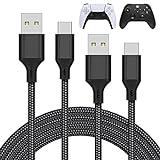 MENEEA 2 Pack 10FT Charger Charging Cable for PS5 Controller/for Xbox Series X/for Xbox Series S Controller, Replacement USB C Cord Nylon Braided Type-C Ports Accessories for Nintendo Switch