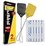 Insectifuge Leather Fly Swatter 2 Pack with 5 Window Fly Traps - Heavy Duty Fly Swatter Manual, Retractable Fly Swatter for Indoors Outdoors, Large Fly Swatters Multi Pack Long Handle, MATA Moscas