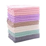 24 Pack Kitchen Dishcloths - Does Not Shed Fluff - No Odor Reusable Dish Towels, Premium Dish cloths, Super Absorbent Coral Fleece Cleaning Cloths, Nonstick Oil Washable Fast Drying (Multicolor)