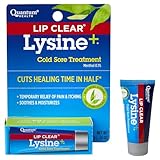 Quantum Health Lip Clear Lysine+ Cold Sore Treatment Soothe & Moisturize Mouth Sores - L-Lysine Menthol Calendula & Propolis Ointment - Transparent Fever Blister Healing Balm - 0.25 Oz