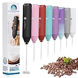 Electric Milk Frother Handheld, Battery Operated Whisk Beater Foam Maker for Coffee, Cappuccino, Latte, Matcha, Hot Chocolate, Mini Drink Mixer, No Stand, Black