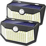 HMCITY Solar Lights Outdoor 120 LED with Lights Reflector and 3 Lighting Modes, Motion Sensor Security Lights,IP65 Waterproof Solar Powered for Garden Patio Yard (2Pack)
