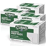 CURAD Alcohol Prep Pads | Medium Isopropyl Alcohol Wipes Individually Wrapped | First Aid Alcohol Swabs for Cuts & Scrapes | Medical Alcohol Pads for General Cleansing | 100 Count (Pack of 4)