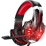 BENGOO Stereo Pro Gaming Headset for PS4, PC, Xbox One Controller, Noise Cancelling Over Ear Headphones with Mic, LED Light, Bass Surround, Soft Memory Earmuffs for Laptop Mac Wii Accessory Kits