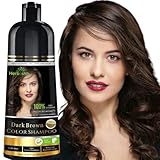 Herbishh Hair Color Shampoo - Magic Dye for Gray Hair, Lasting Color in Minutes - 500 Ml, 3-In-1, Ammonia-Free (Dark Brown)