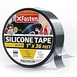 XFasten Self Fusing Silicone Tape Black 1' X 36-Foot, Silicone Tape for Plumbing, Leak Seal Tape Waterproof, Silicone Grip Tape, Rubber Tape Thick for Pipe, Hose Repair Tape, Stop Leak Tape