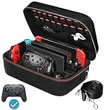 ivoler Carrying Storage Case for Nintendo Switch/For Switch OLED Model (2021),Portable Travel All Protective Hard Messenger Bag Soft Lining 18Games for Switch Console Pro Controller Accessories Black