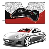 Boys Girls Gamer Car Sun Shade Windshield Abstract Black Red Gamepad for Auto Windshield Covers Most Cars 55L x 30W Inch