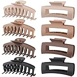 8 Pack 4.3 Inch Large Hair Claw Clips Hair Clips for Women Thin Thick Curly Hair, Big Matte Banana Clips,Strong Hold jaw clips,Neutral Color