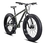 Mongoose Argus Trail Adult Fat Tire Mountain Bike for Men and Women, 26 x 4 Inch Tire, 16-Speed, 19-Inch Large Aluminum Hardtail Frame, Mechanical Disc Brakes, Rapid Fire Shifters, Green