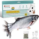 Potaroma Cat Toys Flopping Fish with SilverVine and Catnip, Moving Cat Kicker, Floppy Wiggle Fish for Small Dogs, Interactive Motion Kitten Exercise Toys, Mice Animal Toys 10.5'