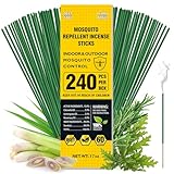 BugBai Mosquito Repellent Outdoor Patio, 240 PCS Natural Plant-Based Citronella Oil Incense Sticks Indoor Home Pet Family Safe, DEET Free Bug Insect Control Repellent for Yard Garden Camping Fishing