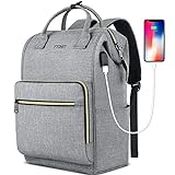 Ytonet Laptop Backpack for Women, Travel Backpack for College with USB Charging Port Fit 15.6 Inch Laptop, Girl School Bookbag Purse Water Resistant backpack Carry on Bag for Office/Teacher/Work, Grey