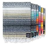 Benevolence LA Authentic Mexican Cotton Acrylic Blanket, Handwoven Serape Blanket, Perfect for Beach, Picnic, Outdoor, Yoga, Camping, Car, Woven, Sand, 50x70 inches