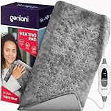 GENIANI XL Heating Pad for Back Pain & Cramps Relief, FSA HSA Eligible, Auto Shut Off, Machine Washable, Heat Pad, Holiday Gifts for All, Gifts for Women, Gifts for Men, Heat Patch, Tabby Gray
