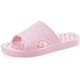 shevalues Shower Shoes for Women with Arch Support Quick Drying Pool Slides Lightweight Beach Sandals with Drain Holes, Pink-Update Version 8-9 Women / 6.5-7.5 Men