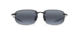 Maui Jim Men's and Women's Hookipa Polarized Rimless Sunglasses, Gloss Black/Neutral Grey, Large