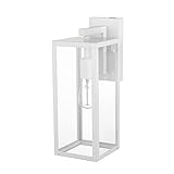 Globe Electric 44836 Bowery 1-Light Outdoor Indoor Wall Sconce, Matte White, Clear Glass Shade, Bulb Not Included