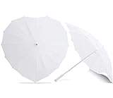 AoGV White Heart Shaped Wedding Parasol Umbrella for Bride, Engagement Photography and Photo Props