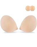 Niidor Adhesive Bra Strapless Sticky Invisible Push up Silicone Bra for Backless Dress with Nipple Covers Nude(C Cup)