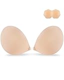 Niidor Adhesive Bra Strapless Sticky Invisible Push up Silicone Bra for Backless Dress with Nipple Covers Nude(B Cup)