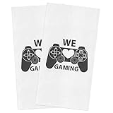 2 Pack Kitchen Dish Cloths Dish Towels, WE GAMING Gray Gamepad Continuous Joystick Microfiber Reusable Dishcloth Soft and Super Absorbent Design Cleaning Hand Towels Tea Towels for Household Bar