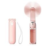 JISULIFE Handheld Mini Fan, 3 IN 1 Hand Fan, Portable USB Rechargeable Small Pocket Fan, Battery Operated Fan [14-21 Working Hours] with Power Bank, Flashlight Feature for Women,Travel,Outdoor-Pink, 1 Count (Pack of 1)