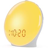 Wake Up Light Sunrise Alarm Clock for Kids, Heavy Sleepers, Bedroom, with Sunrise Simulation, Fall Asleep, Dual Alarms, FM Radio, Snooze, Nightlight, Colorful Lights, 7 Natural Sounds, Ideal for Gift