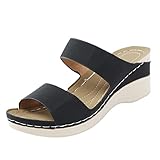 Shengsospp Women's Open Toe Ankle Strap Casual Flatform Platform Sandals Platform Espadrille Strappy Casual Braided Heels Dress Shoes Open Toe Beach Sandals 02_Black, 7