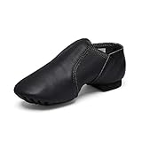 Stelle Girls Leather Jazz Slip-On Dance Shoes (Black, 12 Little Kid, SG-Shoes)